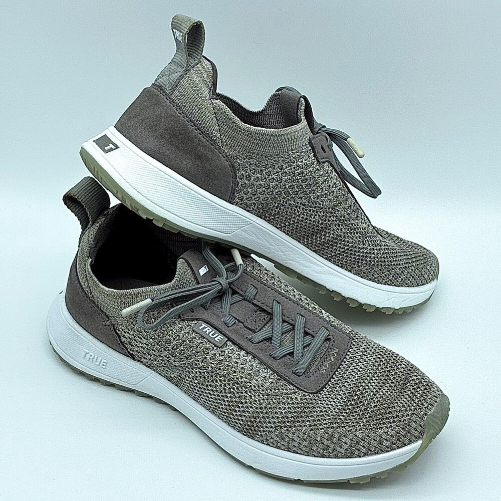 True Linkswear Shoes Men 8.5 Taupe Gray All Day Knit 3 Golf Preppy Summer